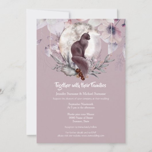 Dusky rosa Katzenmoor Aquarell Einladung (Vorderseite)