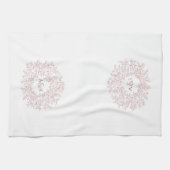 Dusky-Rosa-Kreis-Blatt-Monogramm zeichnend Geschirrtuch (Horizontal)