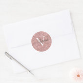 Dusky rosa mit weißem Monogramm Runder Aufkleber (Umschlag)