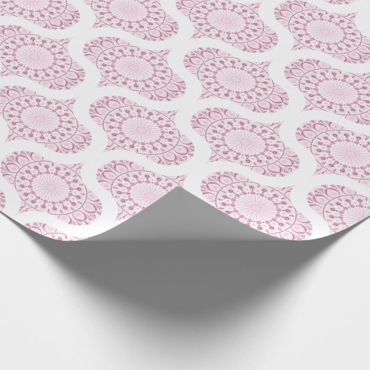 Dusky Rose Confetti Lace Dot Mandala Retro Oge Geschenkpapier (Ecke)