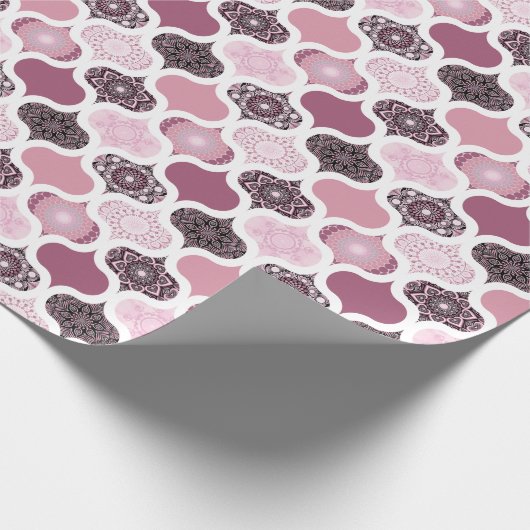 Dusky Rose Dot Mandalases Ogee Patchwork Geschenkpapier (Ecke)