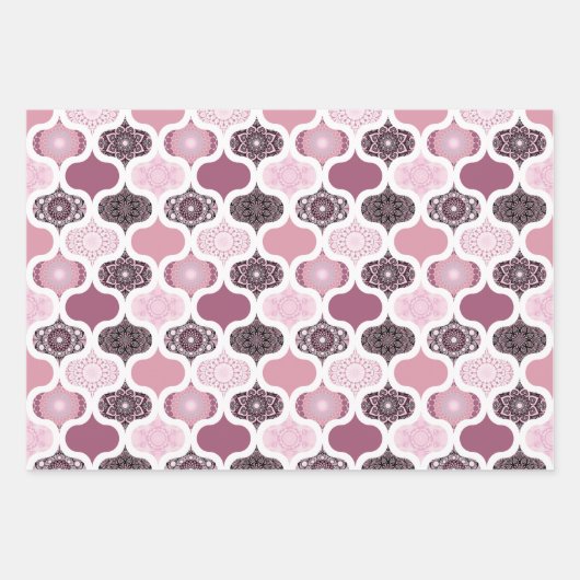 Dusky Rose Dot Mandalases Ogee Patchwork Geschenkpapier Set (Vorderseite 3)