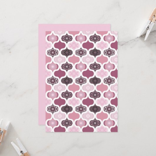 Dusky Rose Dot Mandalases Scrapbook Einladung (Vorderseite/Rückseite Beispiel)