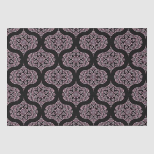 Dusky Rose Fronds Mandala Mid Mod Ogee Seidenpapier (Vorderseite)