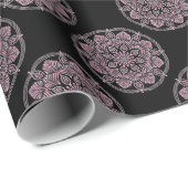 Dusky Rose Fronds Polka Dots Mandala Geschenkpapier (Rolleneckpunkt)