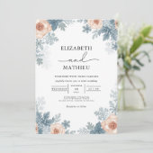 Dusky Rose Frost Floral Wedding Einladung (Stehend Vorderseite)