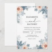 Dusky Rose Frost Floral Wedding Einladung (Vorne/Hinten)