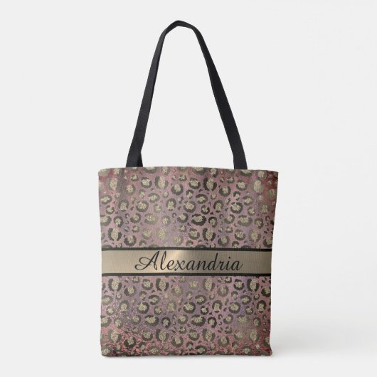 Dusky Rose Glittery Chic Leopard Tasche (Rückseite)