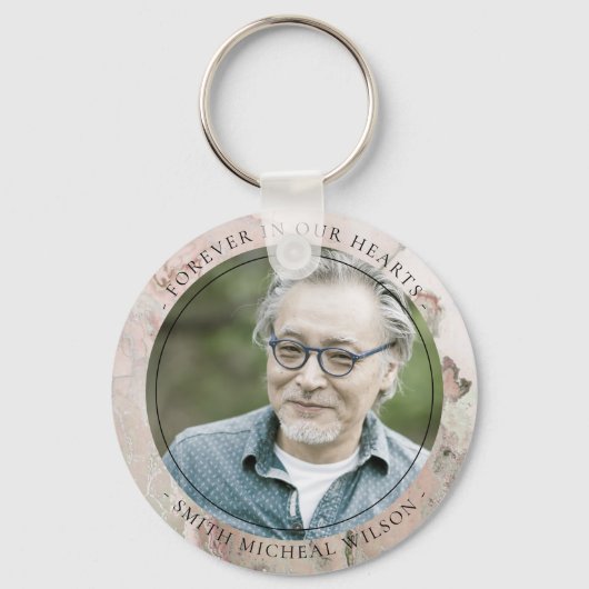 DUSKY ROSE GOLD PINK AGATE BEILEID MEMORIAL FOTO SCHLÜSSELANHÄNGER (Vorderseite)