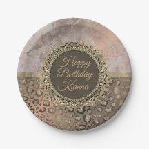 Dusky Rose Marble Glittery Leopard Geburtstag