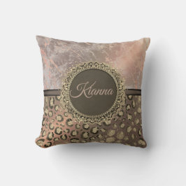 Dusky Rose Marble Glittery Leopard Kissen