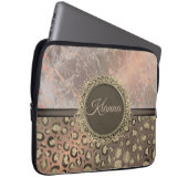 Dusky Rose Marble Glittery Leopard Laptopschutzhülle (Vorne Rechts)