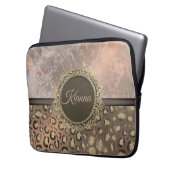 Dusky Rose Marble Glittery Leopard Laptopschutzhülle (Vorderseite Links)