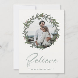 Dusky Sage Green Christmas Wreath Foto glauben Feiertagskarte