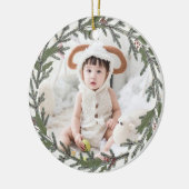 Dusky Sage Green Christmas Wreath Foto Segnungen Keramik Ornament (Links)