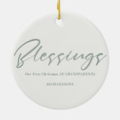 Dusky Sage Green Christmas Wreath Foto Segnungen Keramik Ornament (Hinten)