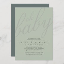 Dusky Sage Typografy Baby Shower Gender Reveal