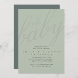 Dusky Sage Typografy Baby Shower Gender Reveal Einladung