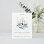 Dusky Sailboat Seascape Hochzeitdetails Begleitkarte (Stehend Vorderseite)