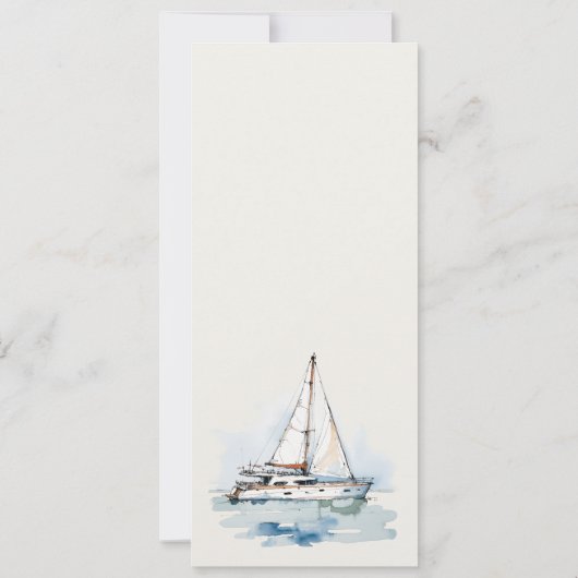Dusky Sailboat Seascape Wedding Menü Einladung (Rückseite)
