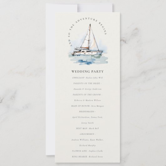 Dusky Sailboat Seascape Wedding Programm (Rückseite)