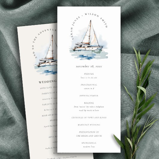 Dusky Sailboat Seascape Wedding Programm