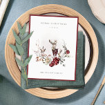 Dusky Stag Marsala Foliage Wreath Frohe Weihnachte Feiertagspostkarte<br><div class="desc">Wenn Sie weitere Anpassungen benötigen,  schreiben Sie mir bitte an yellowfebstudio@gmail.com.</div>