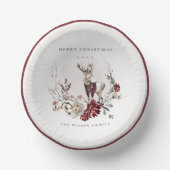 Dusky Stag Marsala Foliage Wreath Frohe Weihnachte Pappteller (Vorderseite)