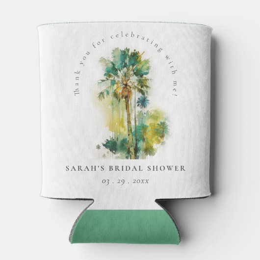 Dusky Tropical Watercolor Palm Trees Brautparty Dosenkühler (Rückseite)