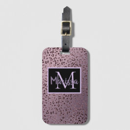 Dusky Violet Leopard Monogramm Gepäckanhänger