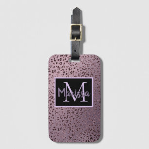 Dusky Violet Leopard Monogramm Gepäckanhänger