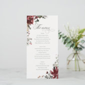 Dusky Warm Winter Festival Fauna Wedding Menu Card Dankeskarte (Stehend Vorderseite)