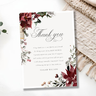 Dusky Warm Winter Festive Foliage Baby Dusche Dankeskarte