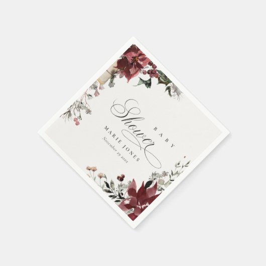 Dusky Warm Winter Festive Foliage Baby Dusche Serviette (Ecke)