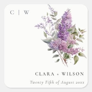 Dusky Watercolor Lilac Hütte Blumenzehen Quadratischer Aufkleber