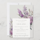 Dusky Watercolor Lilac Hütte Floral Baby Dusche Einladung (Vorderseite)