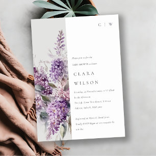 Dusky Watercolor Lilac Hütte Floral Baby Dusche Einladung