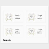 Dusky Wildblume Monogram Wappen Wedding Rechteckiger Aufkleber (Blatt)