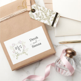 Dusky Wildblume Monogram Wappen Wedding Rechteckiger Aufkleber