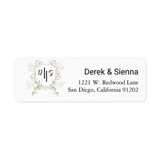 Dusky Wildblume Monogram Wappen Wedding Return (Vorne)
