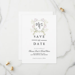 Dusky Wildblume Monogram Wappen Wedding Save The Date