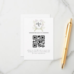 Dusky Wildflower Monogramm-Wappen Hochzeit Begleitkarte