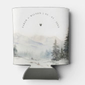 Dusky Winter Snow Mountain Landschaft Hochzeit Dosenkühler (Rückseite)