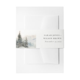 Dusky Winter Snow Mountain Landschaft Hochzeit Einladungsbanderole