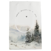 Dusky Winter Snow Mountain Landschaft Hochzeit Mittlere Geschenktüte (Vorderseite)