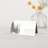 Dusky Winter Snow Mountain Landschaft Hochzeit Platzkarte (Vorderseite)