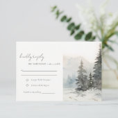 Dusky Winter Snow Mountain Landschaft Hochzeit RSVP Karte (Stehend Vorderseite)