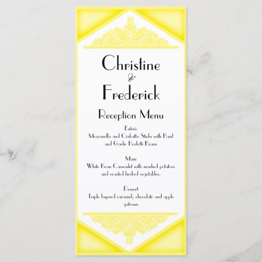 Dusky Yellow Vintag, Hochzeitsmenü und Programm (Vorderseite)