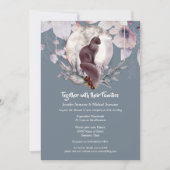 Duskyblau-graue Schieferschwarz-Katzenmoon Aquarel Einladung (Vorderseite)