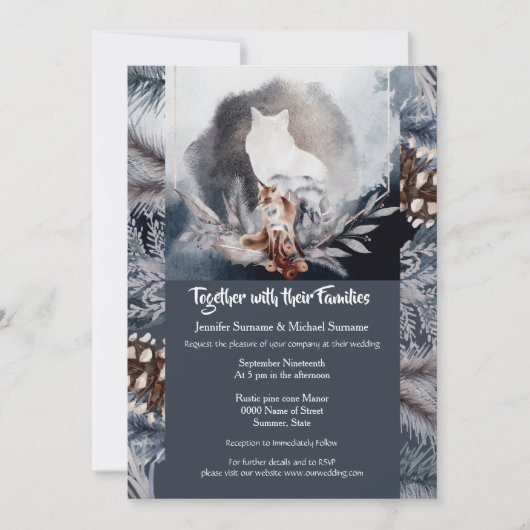 Duskyblau-graue Schieferwolf-Wolfsbäume Einladung (Vorderseite)